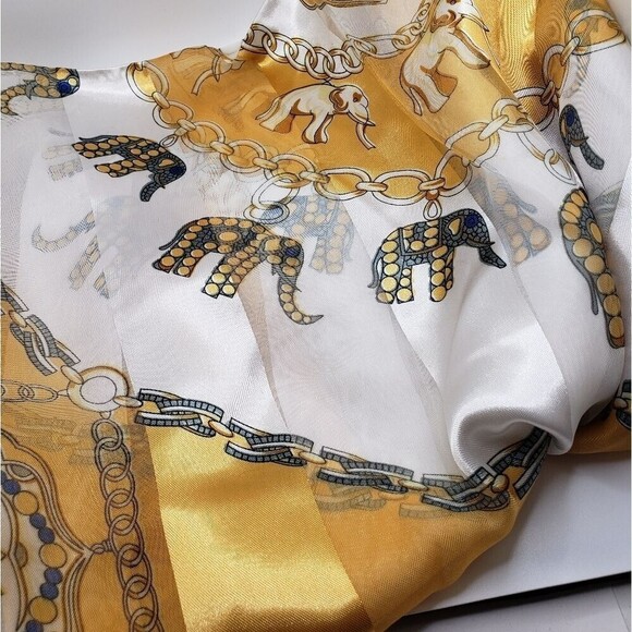 GOLD Elephant Silk Scarf Wrap hair accessory mask - Picture 1 of 5